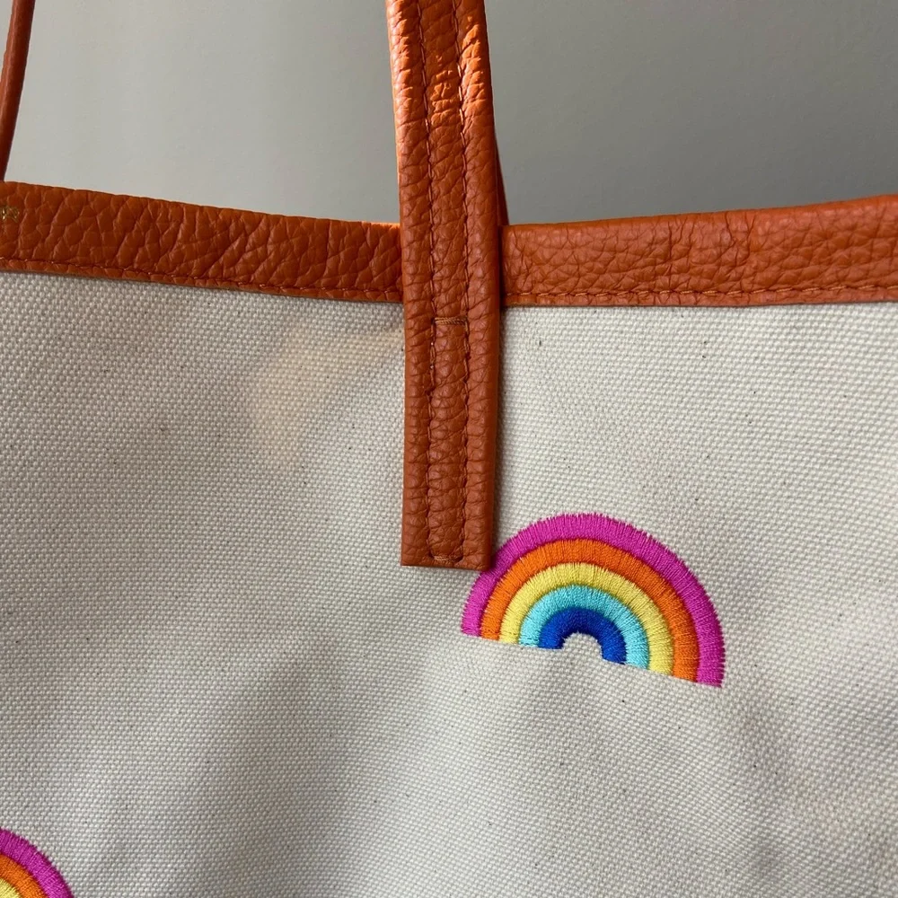 Kurt Geiger london rainbow print large cotton tote, new